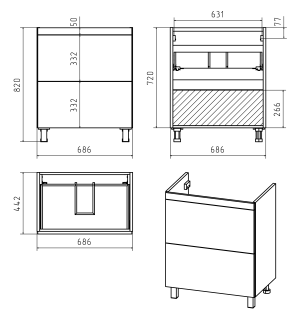 Напольная тумба под раковину Misty Атлантик 70 см белый